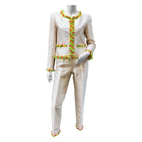 white chanel pantsuit|Chanel jogging suit.